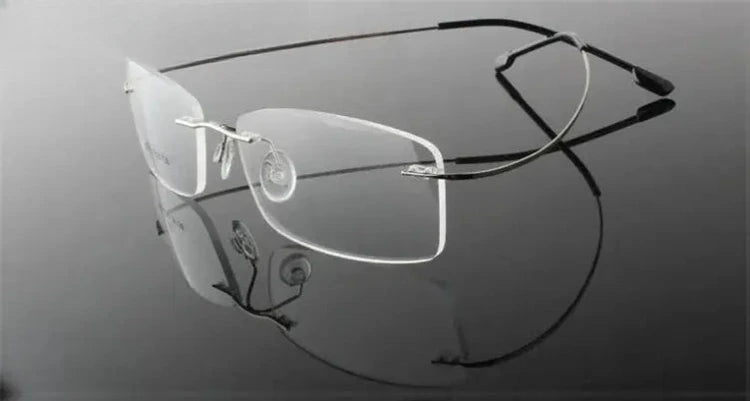Women's Square Rimless Titanium Prescription Glasses 60749 — view 8 | Rx Spectacle