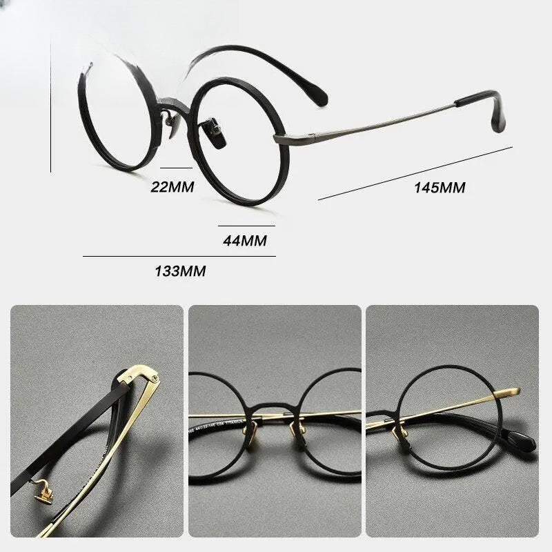 Unisex Round Full Rim Titanium Prescription Glasses Gxyj847 — view 6 | Rx Spectacle
