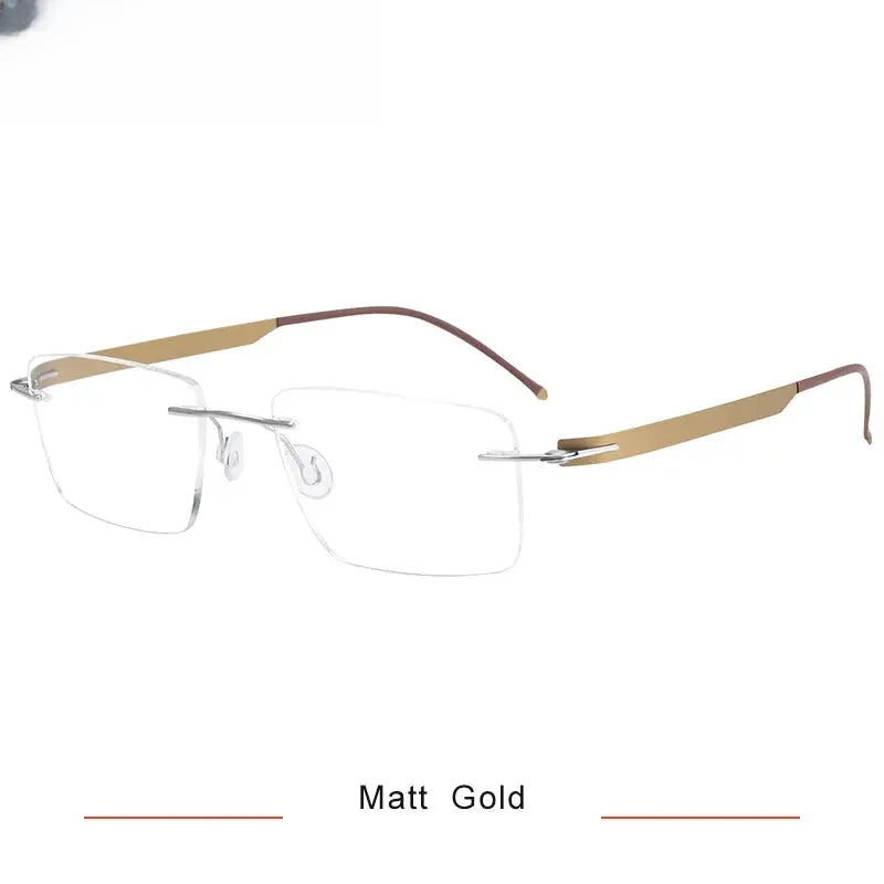Unisex Square Rimless Titanium Screwless Prescription Glasses 55017 — view 3 | Rx Spectacle