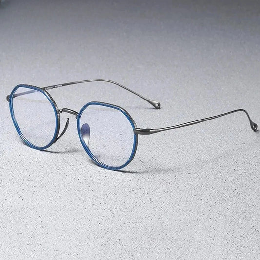 Women's Round Full Rim Titanium Flat Top Prescription Glasses 417310 — view 1 | Rx Spectacle