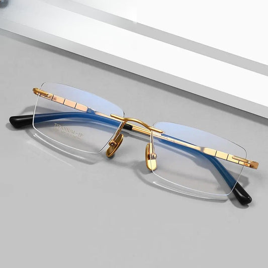 Men's Square Rimless Titanium Prescription Glasses 91091 — view 1 | Rx Spectacle