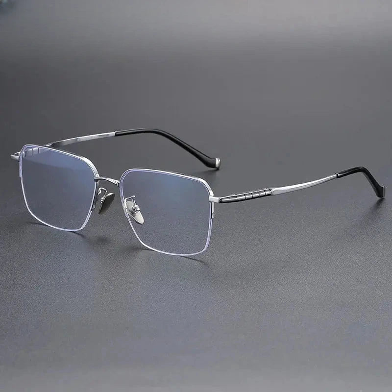 Unisex Square Semi-Rimless Titanium Prescription Glasses 680905 — view 4 | Rx Spectacle