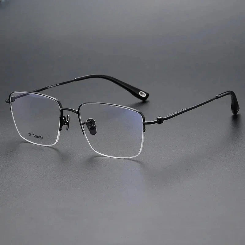 Unisex Square Semi-Rimless Titanium Prescription Glasses 80911 — view 3 | Rx Spectacle