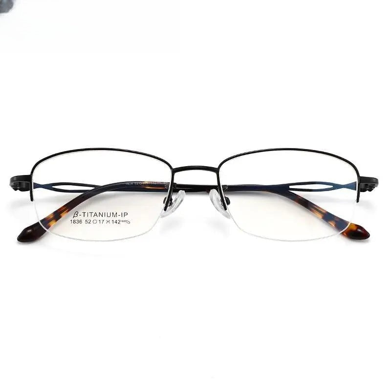 Women's Square Semi-Rimless Titanium Prescription Glasses 1836 — view 7 | Rx Spectacle