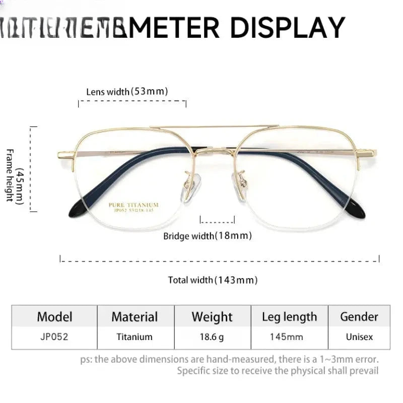 Unisex Square Full Rim Titanium Double Bridge Reading Glasses 517052 — view 2 | Rx Spectacle