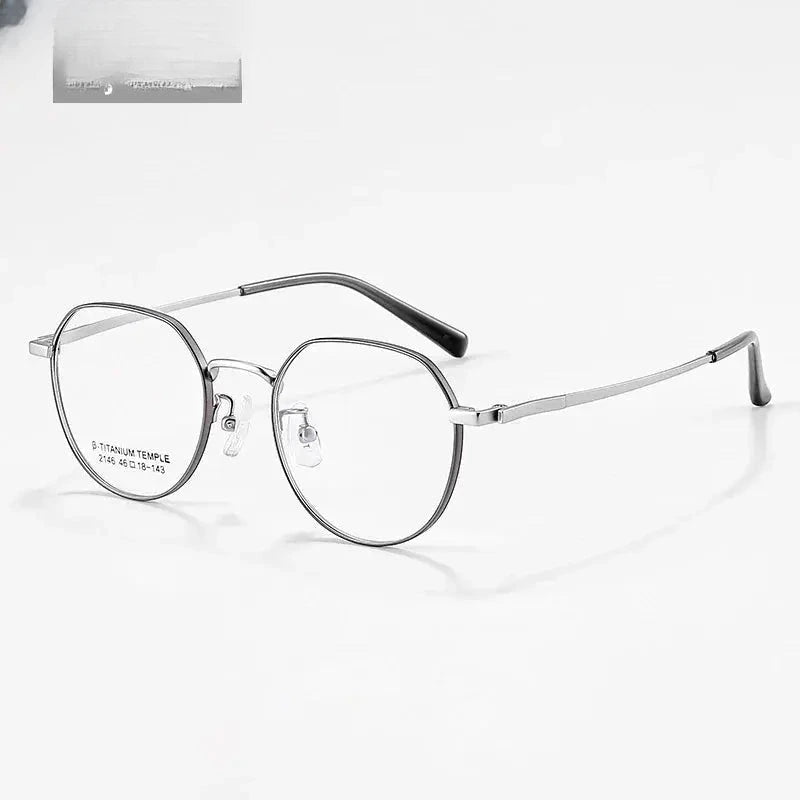 Women's Round Full Rim Titanium Flat Top Reading Glasses 2146 — view 7 | Rx Spectacle