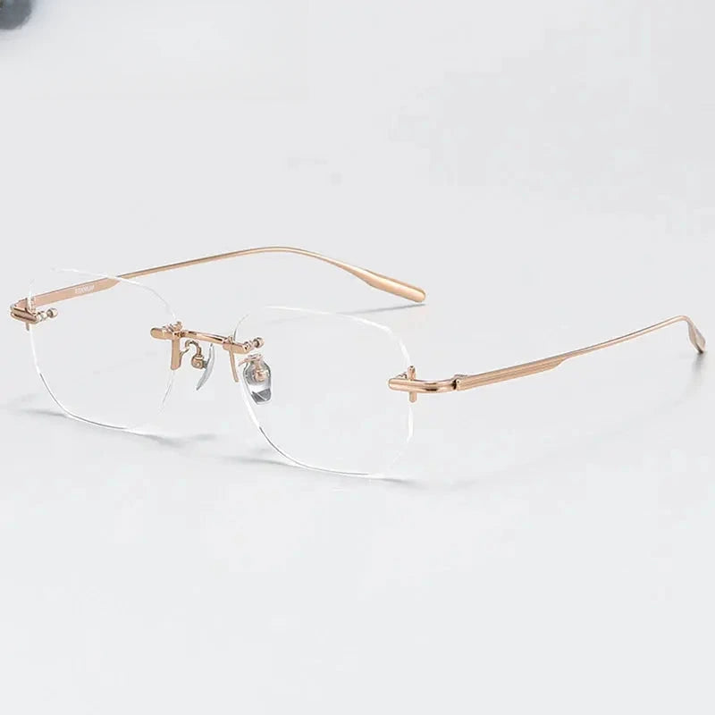 Men's Square Rimless Titanium Prescription Glasses K132 — view 1 | Rx Spectacle