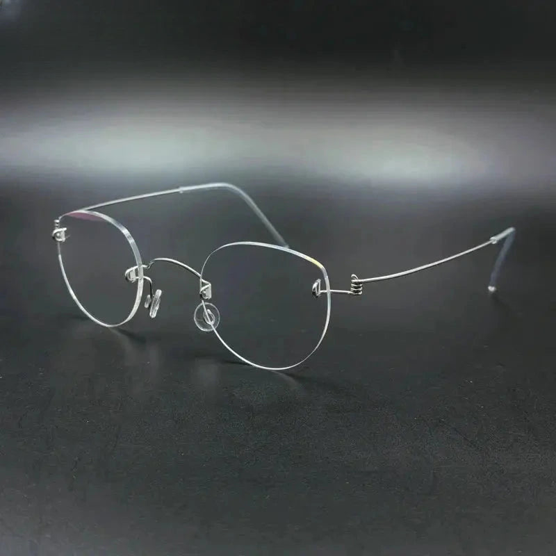 Unisex Oval Rimless Stainless Steel Screwless Prescription Glasses 313533 — view 1 | Rx Spectacle