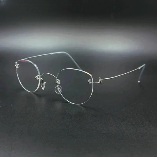 Unisex Oval Rimless Stainless Steel Screwless Prescription Glasses 313533 — view 1 | Rx Spectacle