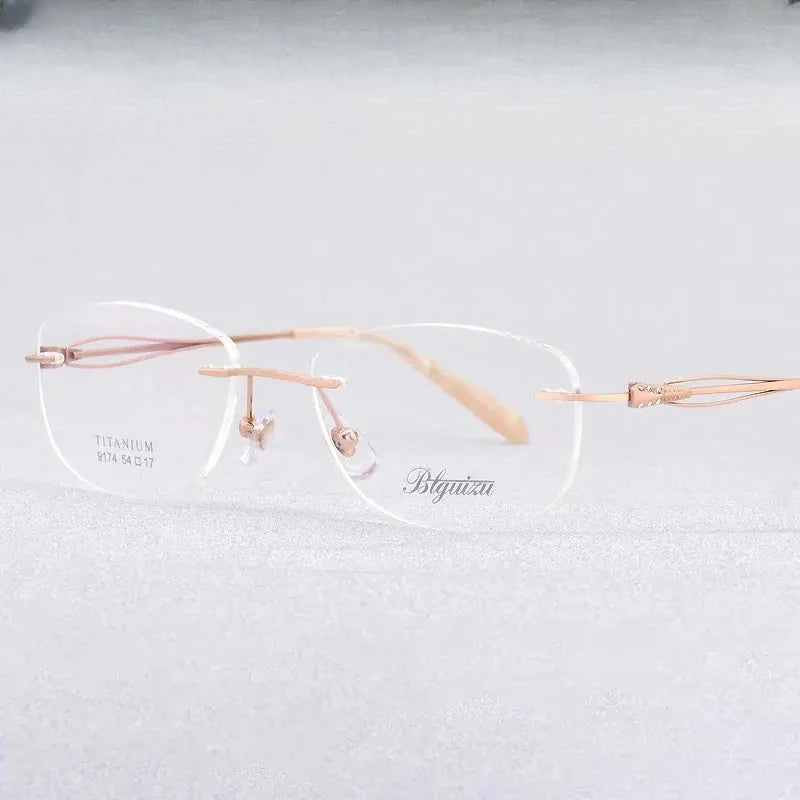 Women's Square Rimless Titanium Prescription Glasses 91744 — view 1 | Rx Spectacle