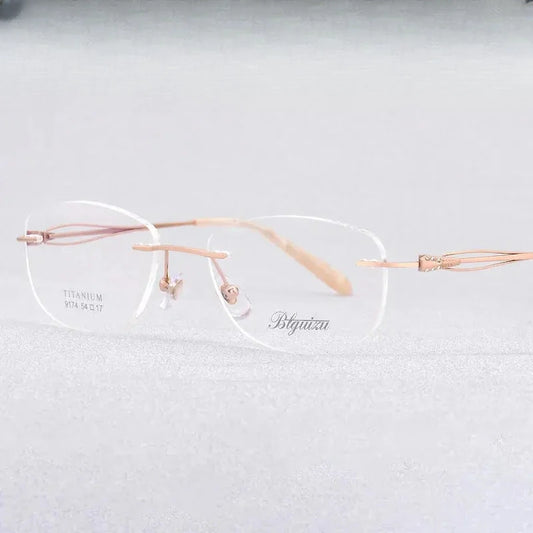 Women's Square Rimless Titanium Prescription Glasses 91744 — view 1 | Rx Spectacle