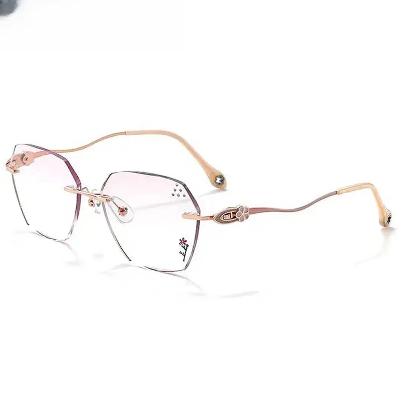 Women's Polygon Rimless Titanium Prescription Glasses 315611 — view 3 | Rx Spectacle