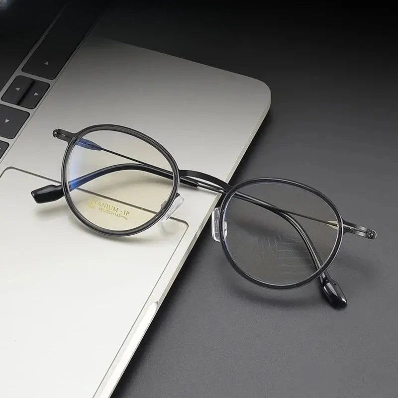 Women's Round Full Rim Titanium Prescription Glasses 99237 — view 1 | Rx Spectacle