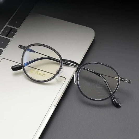 Women's Round Full Rim Titanium Prescription Glasses 99237 — view 1 | Rx Spectacle