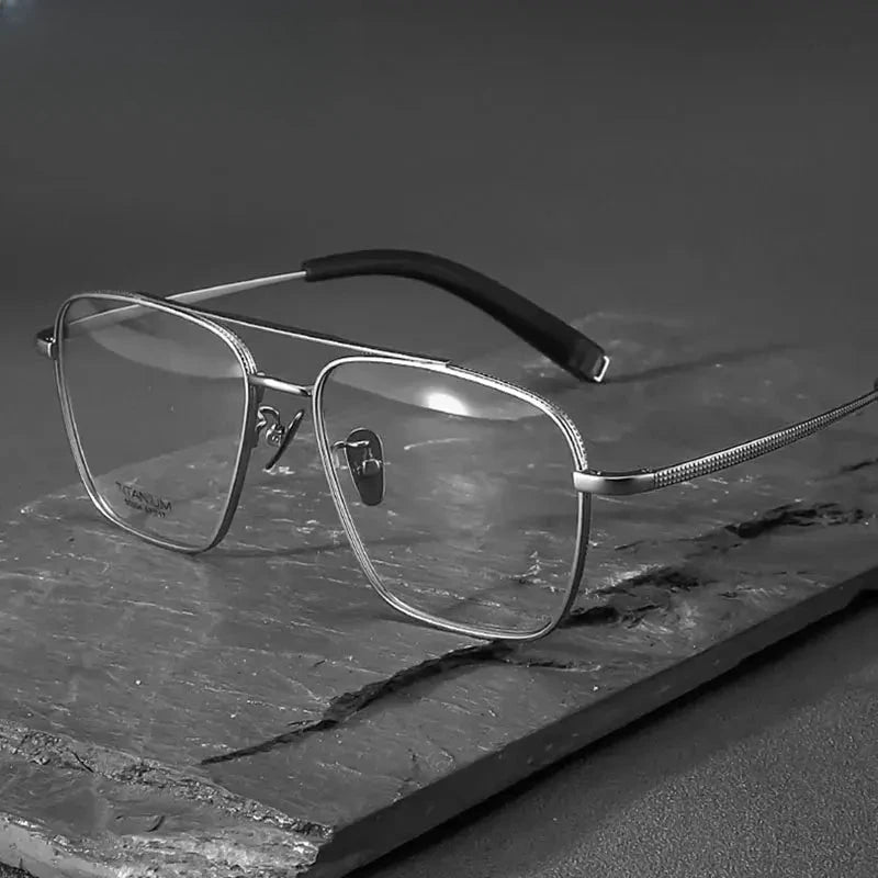 Men's Square Full Rim Titanium Prescription Glasses 500004 — view 1 | Rx Spectacle