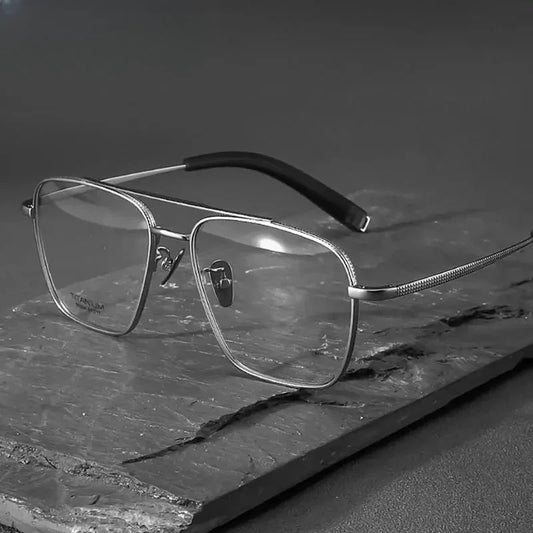 Men's Square Full Rim Titanium Prescription Glasses 500004 — view 1 | Rx Spectacle