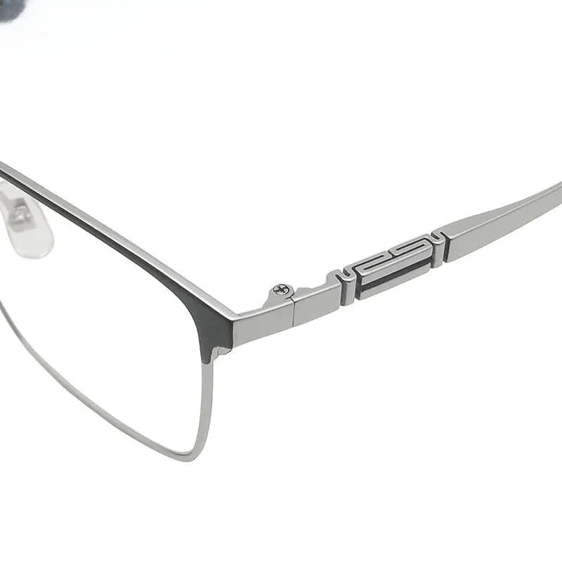 Men's Square Semi-Rimless Titanium Prescription Glasses — view 7 | Rx Spectacle