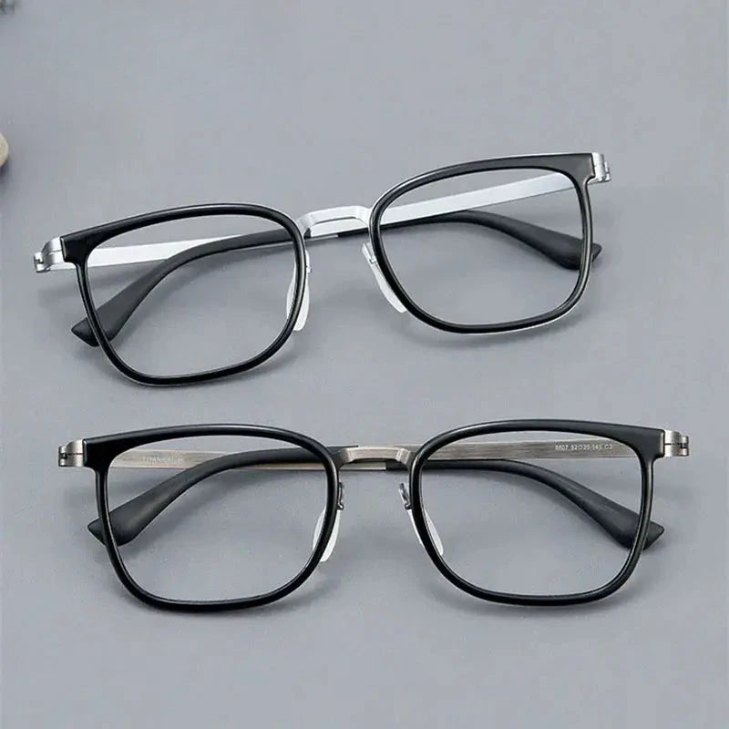 Unisex Square Full Rim Titanium Prescription Glasses 8807 — view 4 | Rx Spectacle