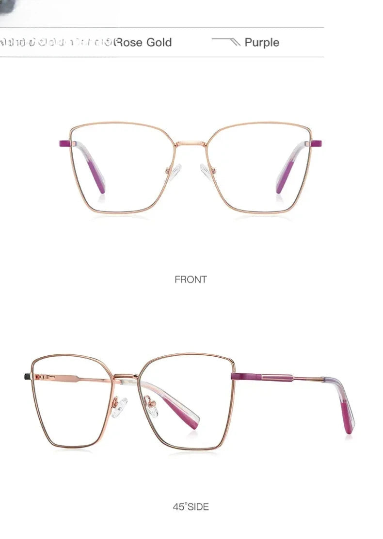 Women's Square Full Rim Alloy Reading Glasses Pfd3051 — view 16 | Rx Spectacle