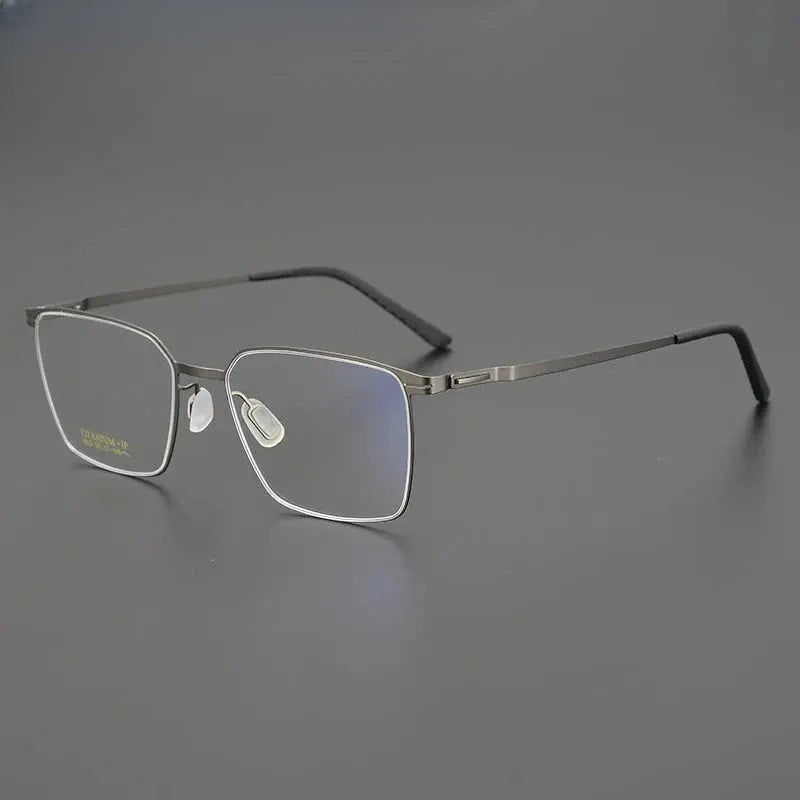 Unisex Square Semi-Rimless Titanium Prescription Glasses 69903 — view 4 | Rx Spectacle