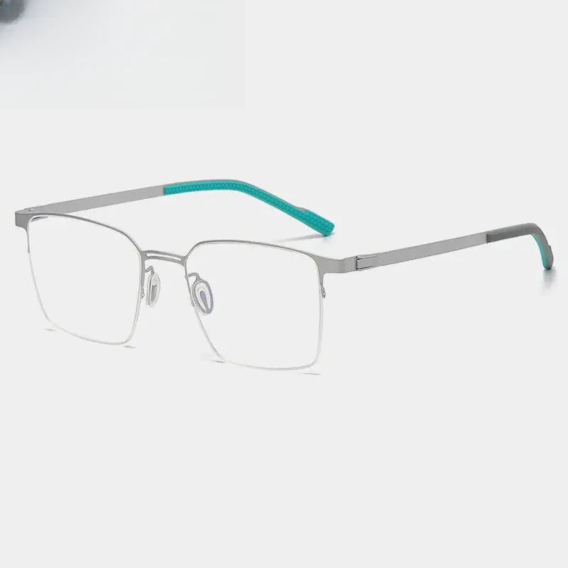 Unisex Square Semi-Rimless Titanium Prescription Glasses Gxyj1153 — view 7 | Rx Spectacle