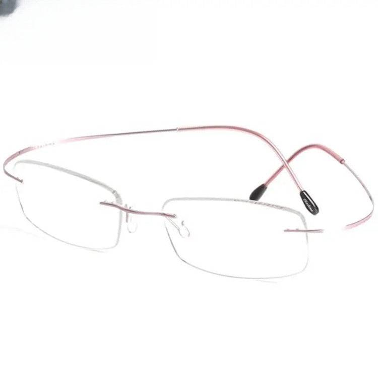 Unisex Rectangular Rimless Titanium Prescription Glasses 6074 — view 5 | Rx Spectacle