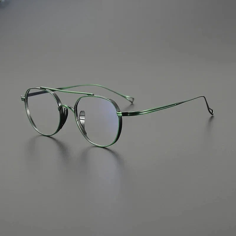 Unisex Polygon Full Rim Titanium Double Bridge Prescription Glasses 1477 — view 3 | Rx Spectacle