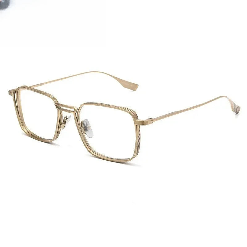Men's Square Full Rim Titanium Double Bridge Prescription Glasses 276125 — view 4 | Rx Spectacle
