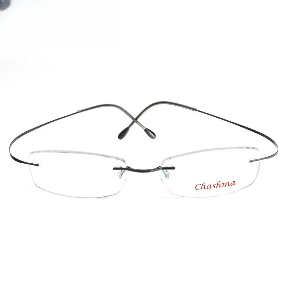 Unisex Rectangular Rimless Titanium Prescription Glasses 6074 — view 12 | Rx Spectacle