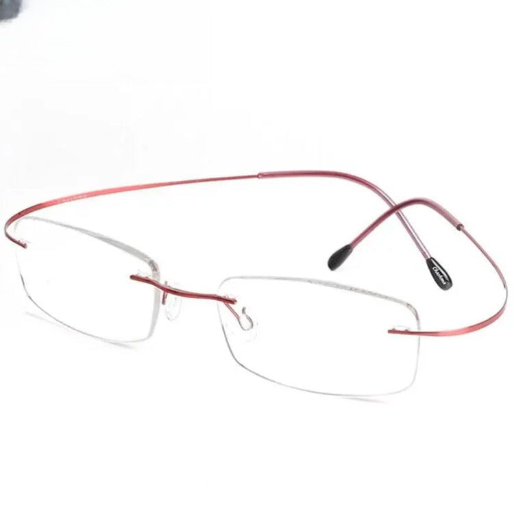 Unisex Rectangular Rimless Titanium Prescription Glasses 6074 — view 2 | Rx Spectacle
