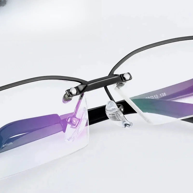 Unisex Oval Semi-Rimless Titanium Prescription Glasses 41143 — view 3 | Rx Spectacle