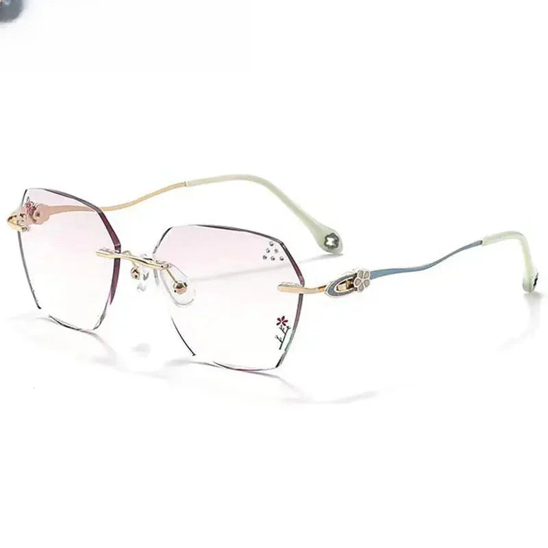 Women's Polygon Rimless Titanium Prescription Glasses 315611 — view 4 | Rx Spectacle