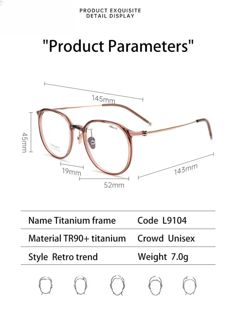 Women's Round Full Rim Titanium Reading Glasses 49104 — view 2 | Rx Spectacle