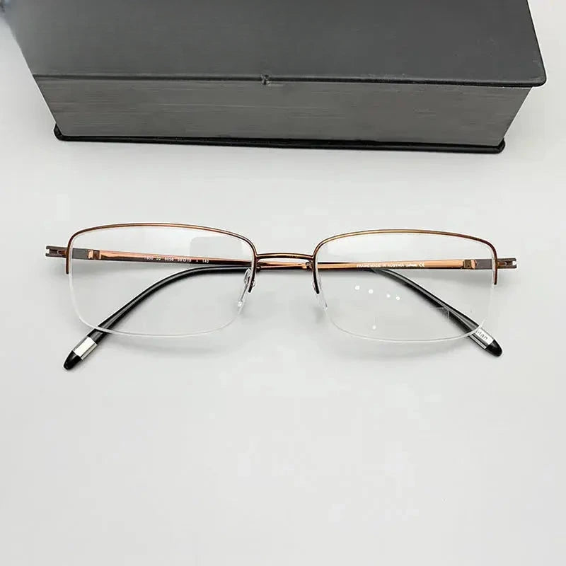 Men's Square Semi-Rimless Titanium Prescription Glasses 9850 — view 3 | Rx Spectacle