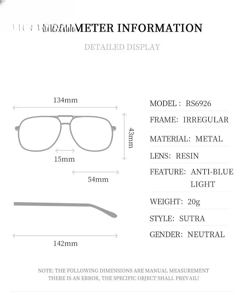 Women's Square Full Rim Alloy Double Bridge Reading Glasses 6926 — view 12 | Rx Spectacle