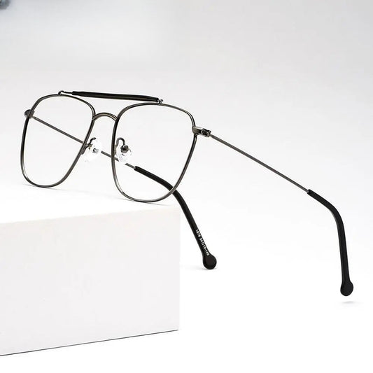 Men's Square Full Rim Alloy Double Bridge Prescription Glasses M1876 — view 1 | Rx Spectacle