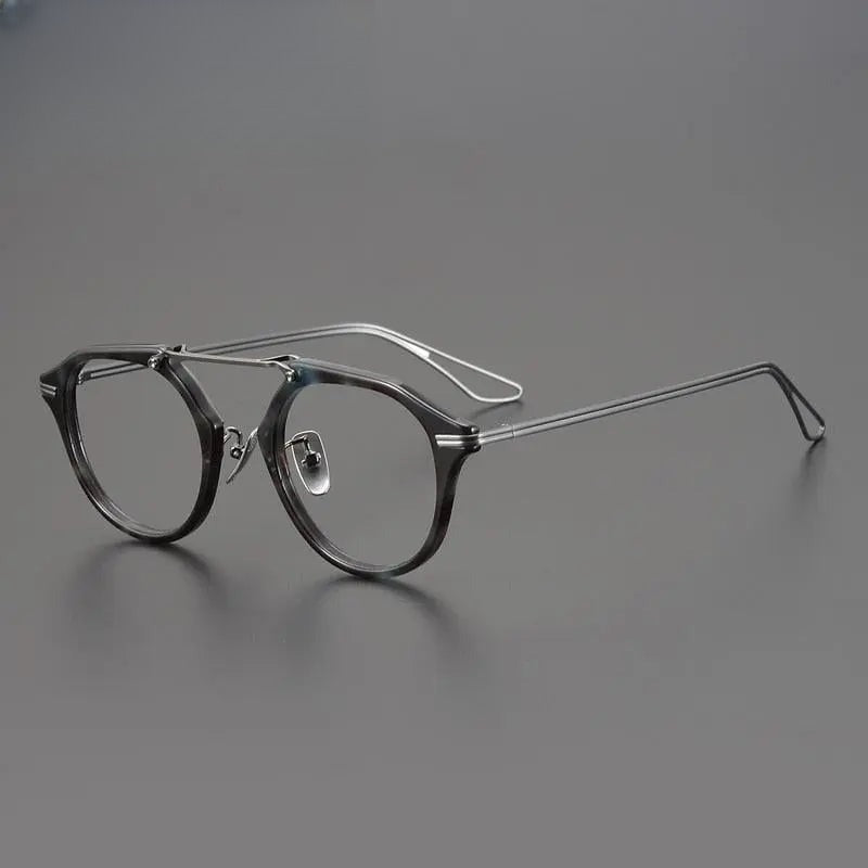 Unisex Oval Full Rim Titanium Double Bridge Prescription Glasses Gxyj925 — view 6 | Rx Spectacle