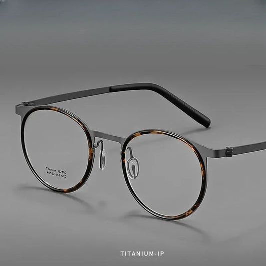 Unisex Round Full Rim Titanium Prescription Glasses J2600 — view 1 | Rx Spectacle