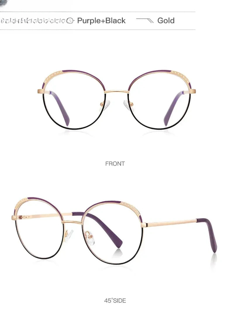 Women's Round Full Rim Plastic Reading Glasses Pfd3115 — view 23 | Rx Spectacle
