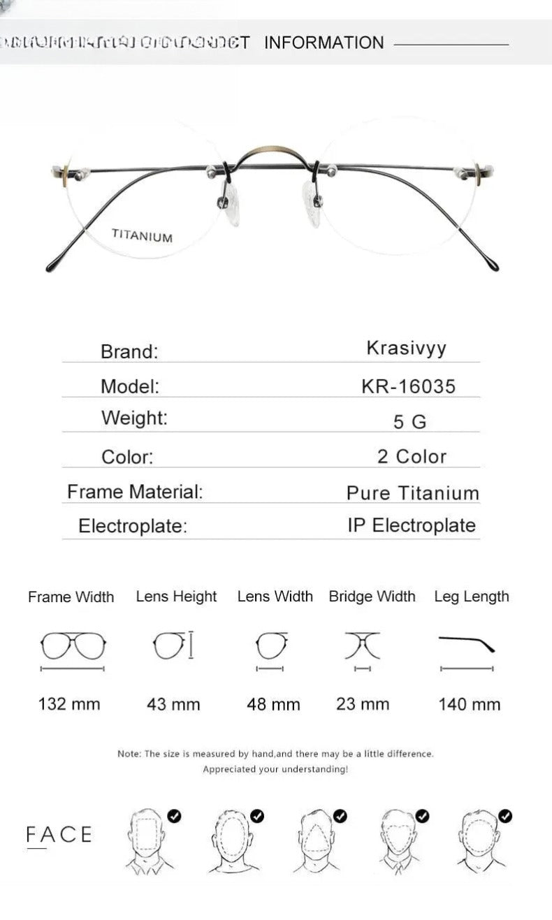 Unisex Round Rimless Titanium Prescription Glasses Kr16035 — view 11 | Rx Spectacle