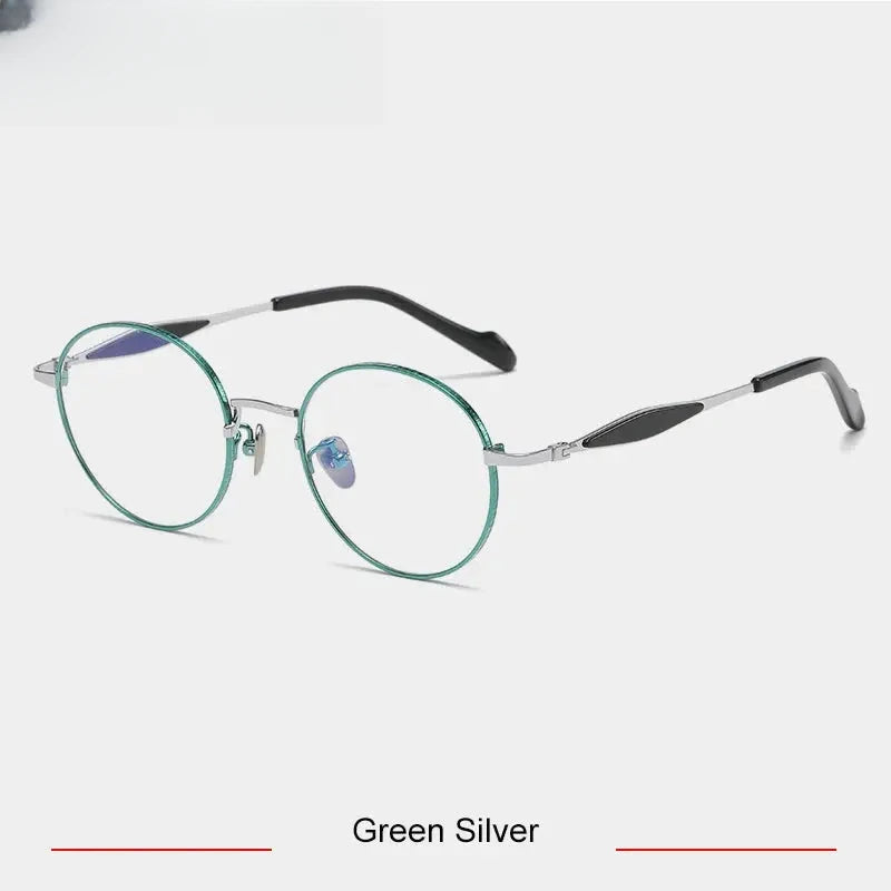 Unisex Round Full Rim Titanium Prescription Glasses 46058 — view 7 | Rx Spectacle