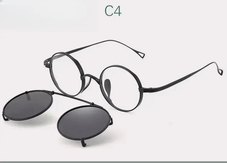Women's Round Full Rim Titanium Clip-On Prescription Glasses 145100 — view 3 | Rx Spectacle