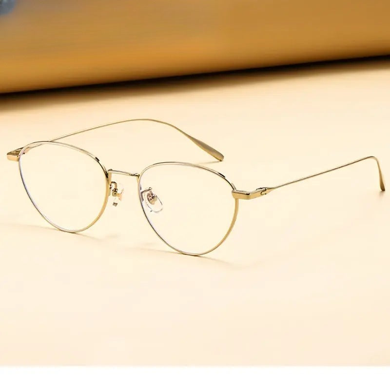 Unisex Oval Full Rim Titanium Flat Top Prescription Glasses 630885 — view 1 | Rx Spectacle