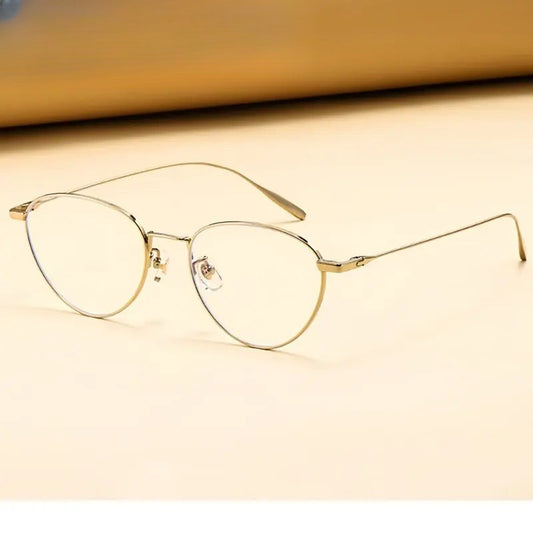 Unisex Oval Full Rim Titanium Flat Top Prescription Glasses 630885 — view 1 | Rx Spectacle