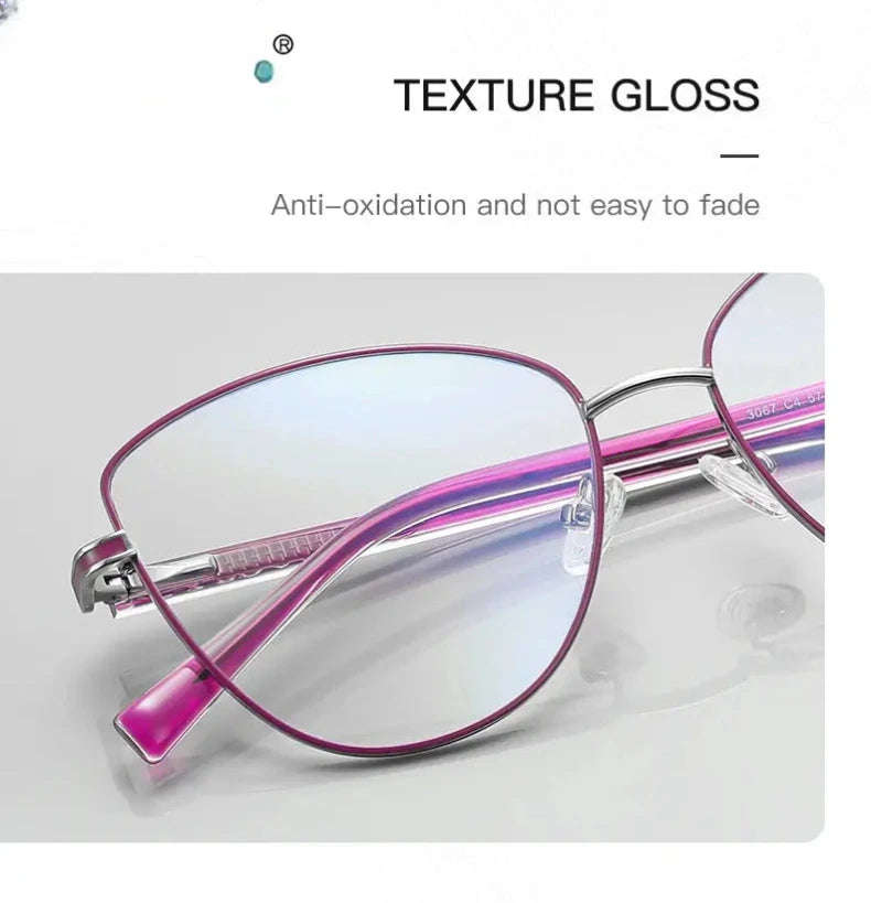 Women's Cat Eye Full Rim Alloy Reading Glasses 3067 — view 5 | Rx Spectacle