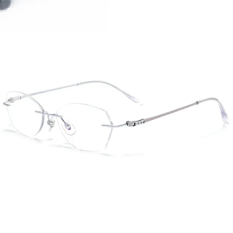 Women's Polygon Rimless Titanium Prescription Glasses 886009 — view 4 | Rx Spectacle