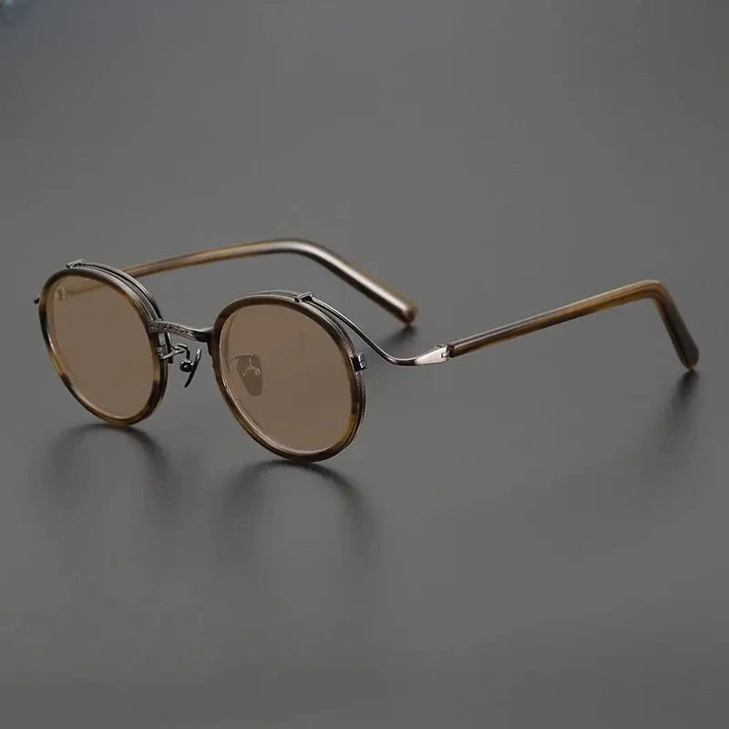 Unisex Round Full Rim Titanium Prescription Glasses Mo12 — view 19 | Rx Spectacle