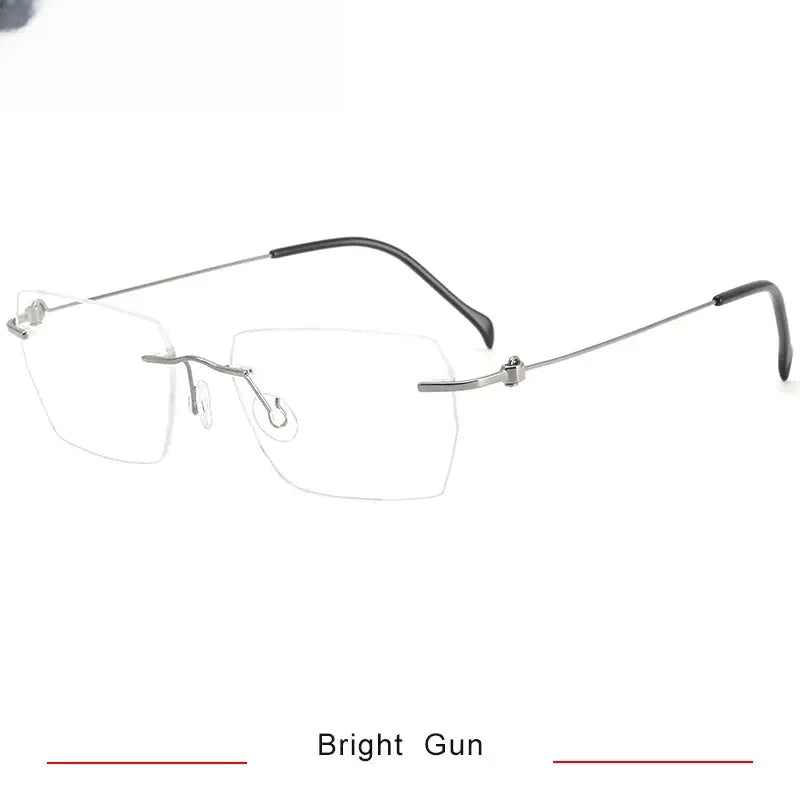 Women's Square Rimless Titanium Screwless Prescription Glasses 35008 — view 4 | Rx Spectacle