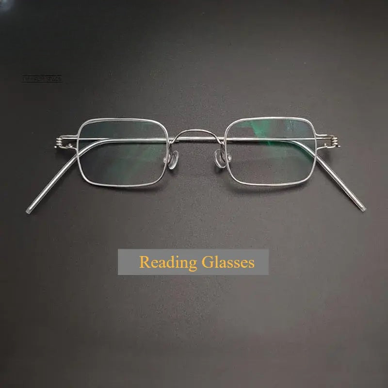 Unisex Square Full Rim Stainless Steel Screwless Reading Glasses 14140 — view 1 | Rx Spectacle