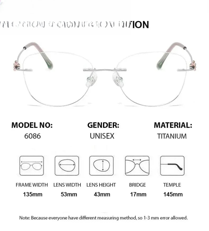 Women's Square Rimless Titanium Prescription Glasses 611287 — view 2 | Rx Spectacle